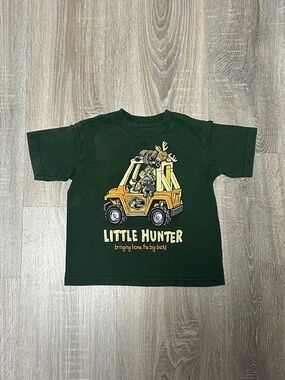 Bass Pro Shops Dark Green 'Little Hunter' Tee with Yellow Jeep Graphic